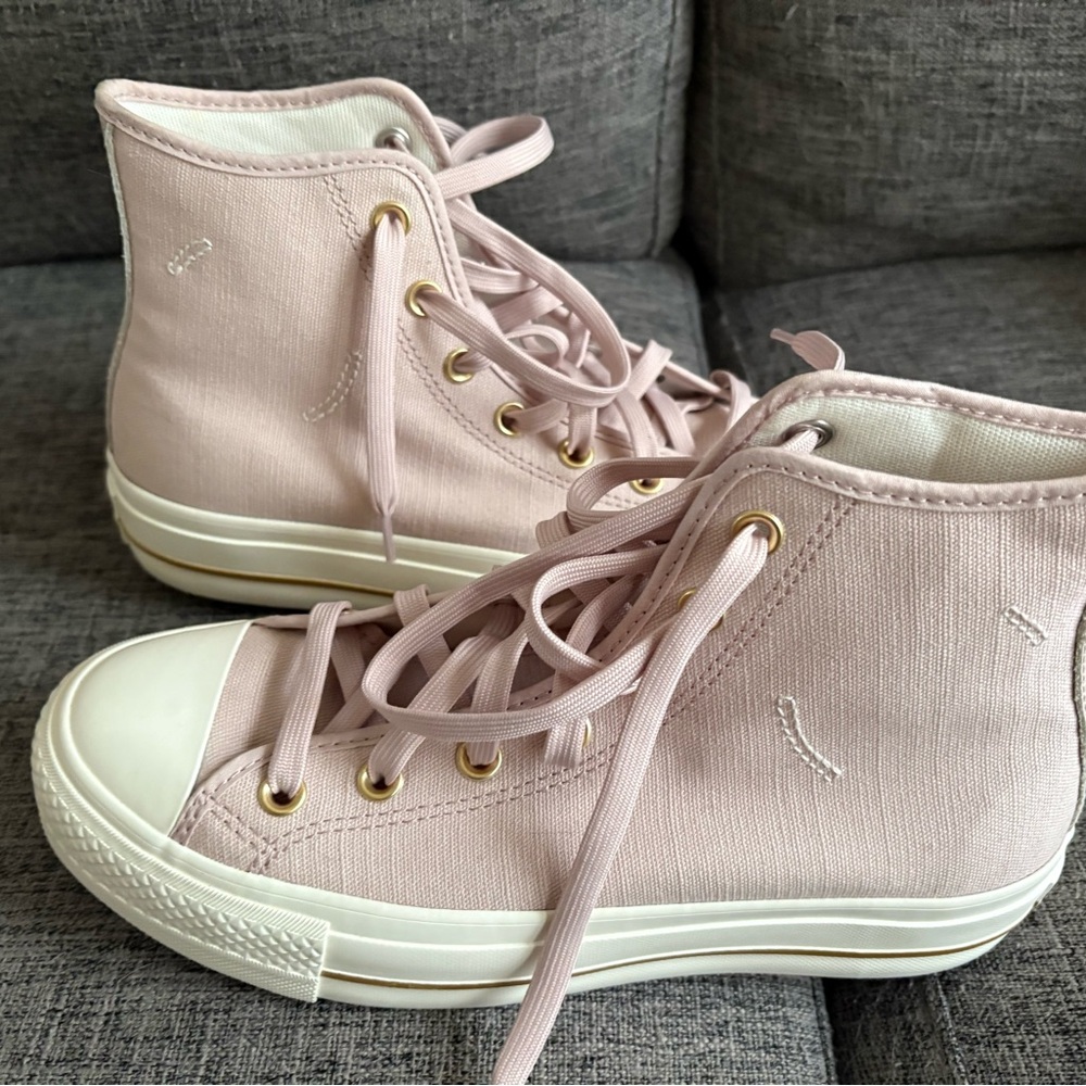 Pink High-Top Canvas Sneakers